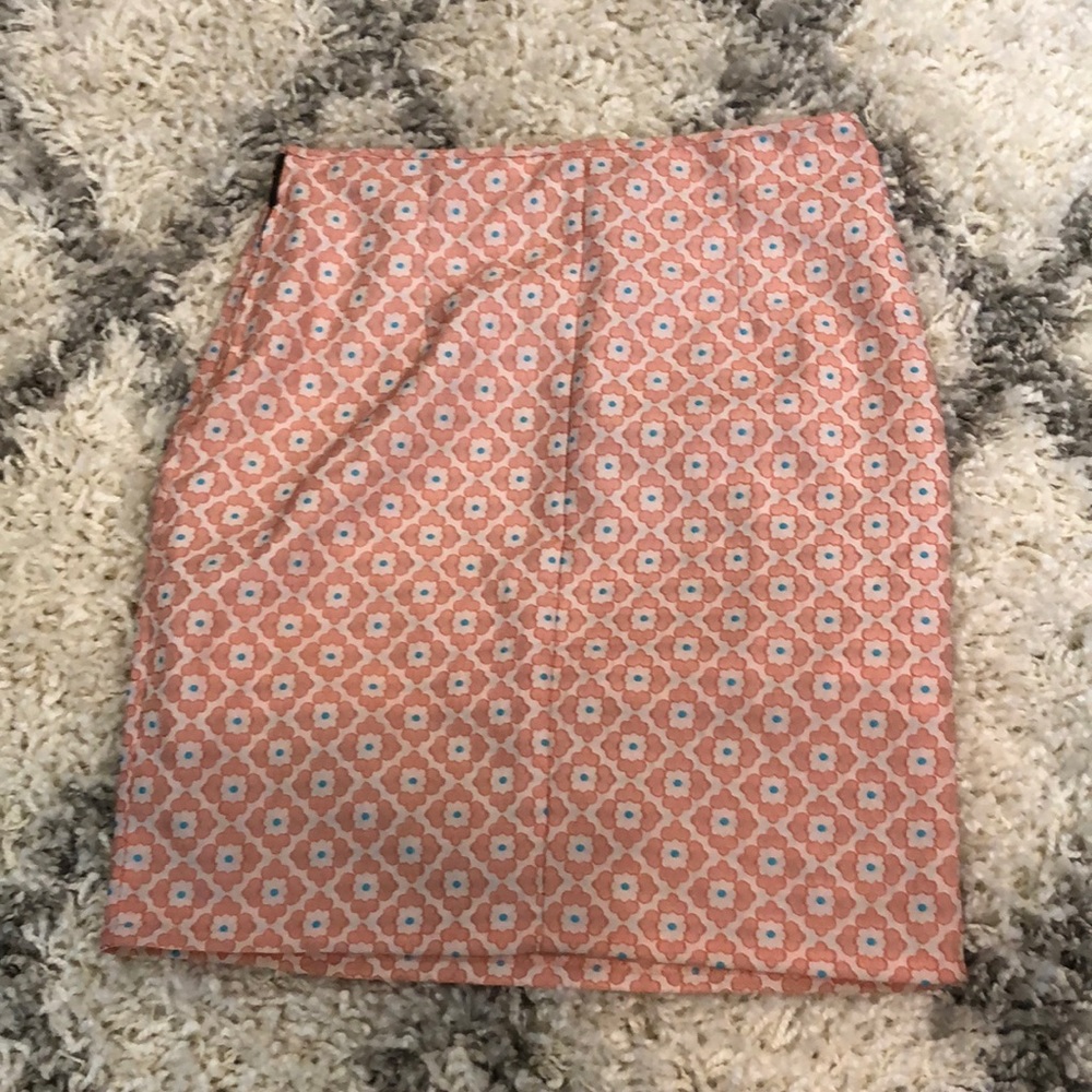 Peach and Blue Patterned pencil skirt - Picture 5 of 8